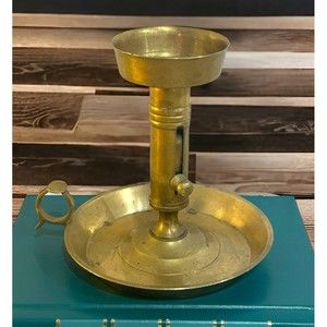 Vtg Toscany Collection India Brass Chamberstick Candle Holder Push Up Adjustable